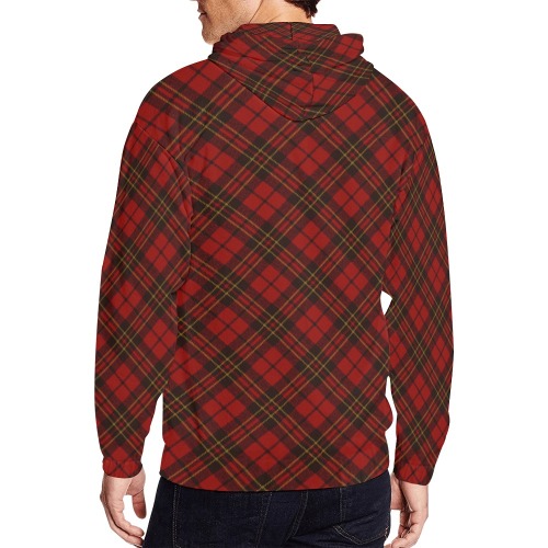Red tartan plaid winter Christmas pattern holidays All Over Print Full Zip Hoodie for Men (Model H14)