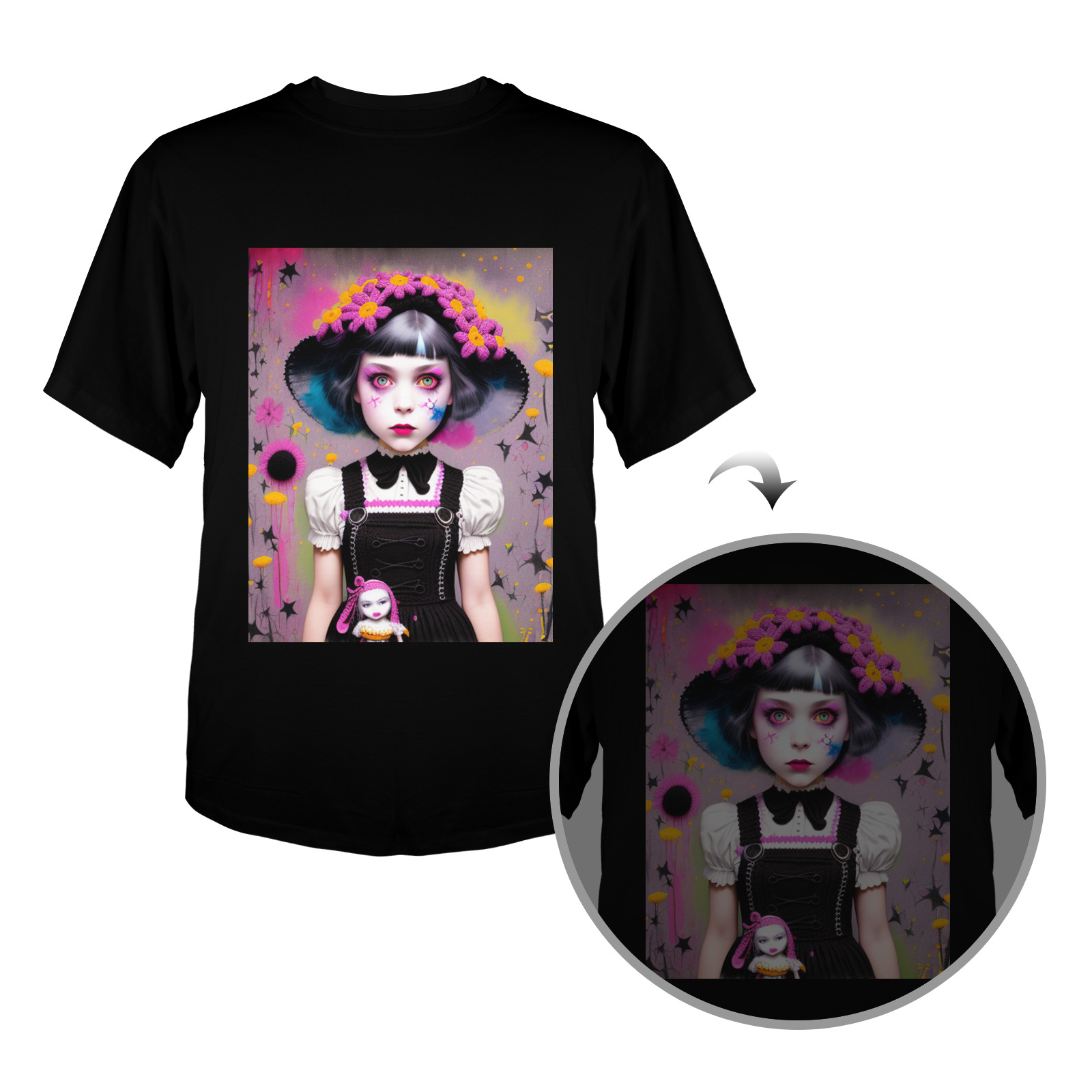 halloween witch gothic girl 4 Men's Glow in the Dark T-shirt (Front Printing)