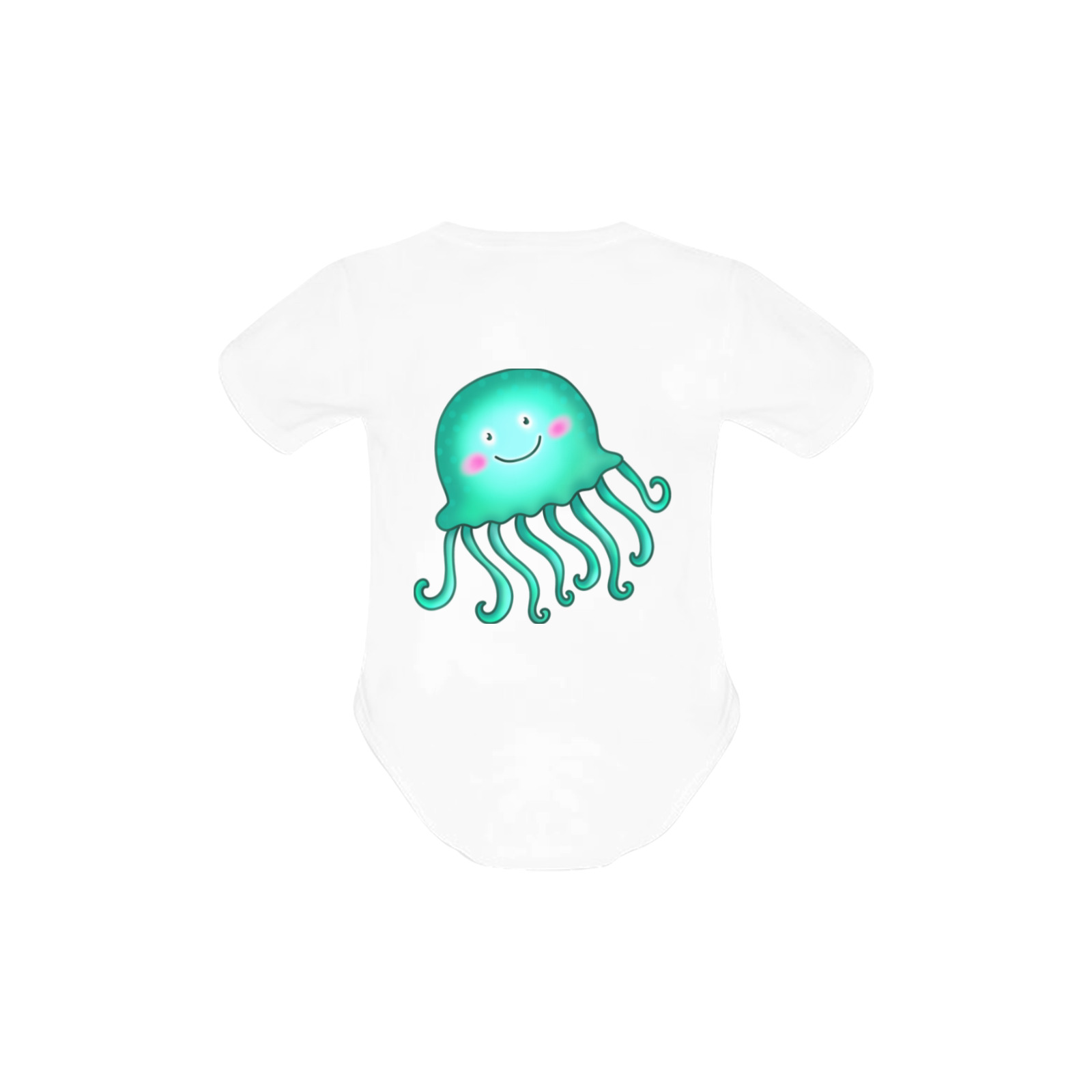 Jellyfish Sealife Cartoon Baby Powder Organic Short Sleeve One Piece (Model T28)