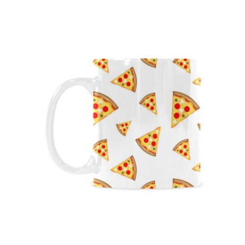 Cool and fun pizza slices pattern on white Custom White Mug (11oz)