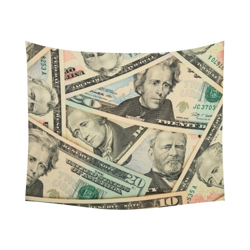US PAPER CURRENCY Polyester Peach Skin Wall Tapestry 60"x 51"