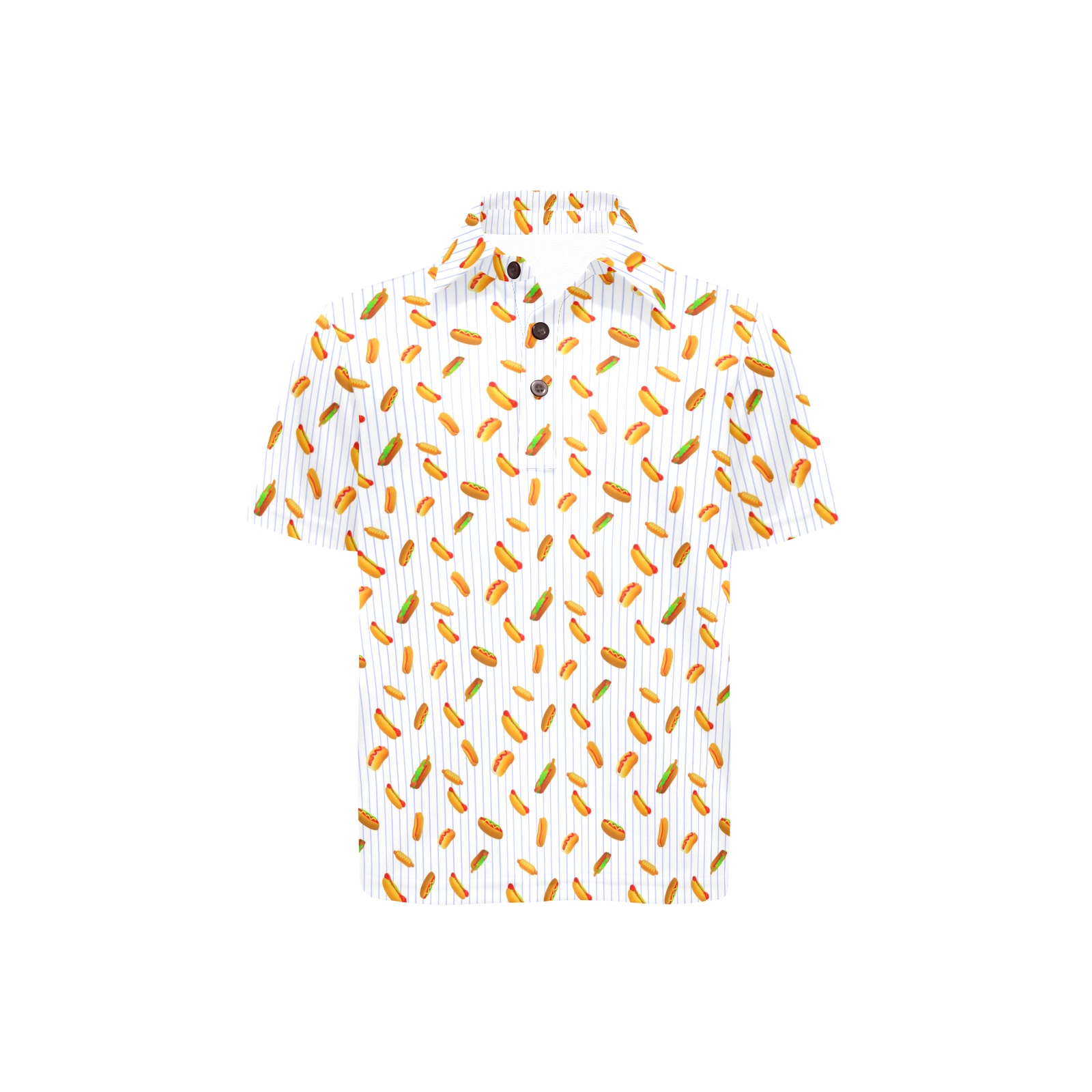 Hot Dog Pattern with Pinstripes Little Girls' All Over Print Polo Shirt (Model T55)