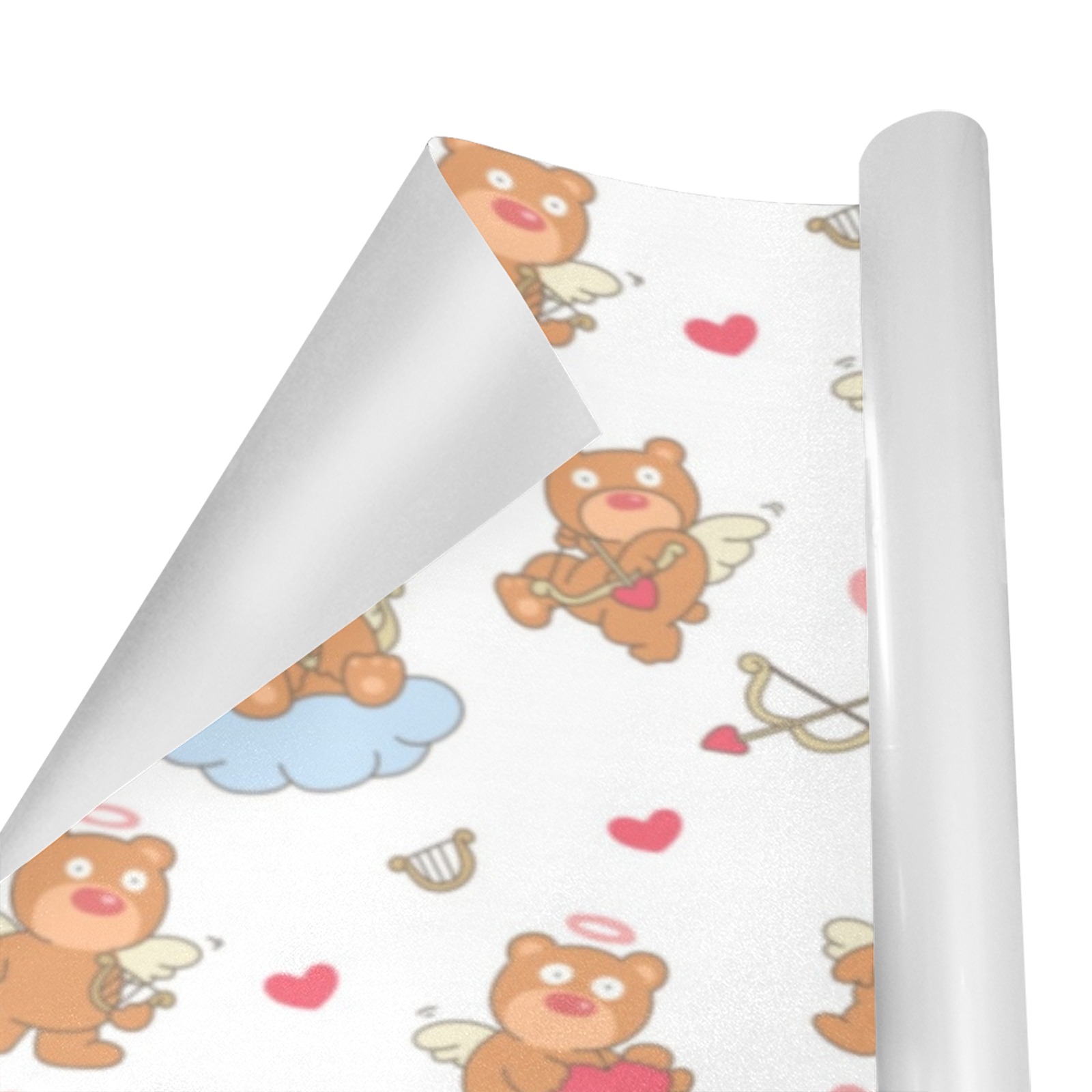 Cupid Brown Bear Pattern Gift Wrapping Paper 58"x 23" (1 Roll)