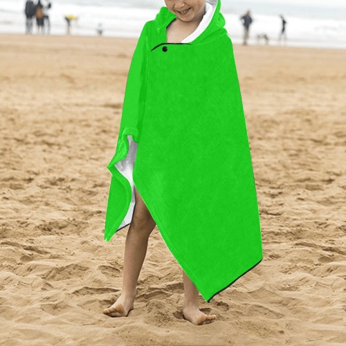 Merry Christmas Green Solid Color Kids' Hooded Bath Towels