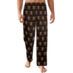 Gothic Skull Wine Candles Ritual Men's Pajama Trousers Without Pockets