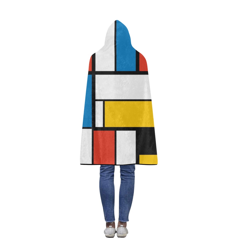 Mondrian De Stijl Modern Flannel Hooded Blanket 40''x50''