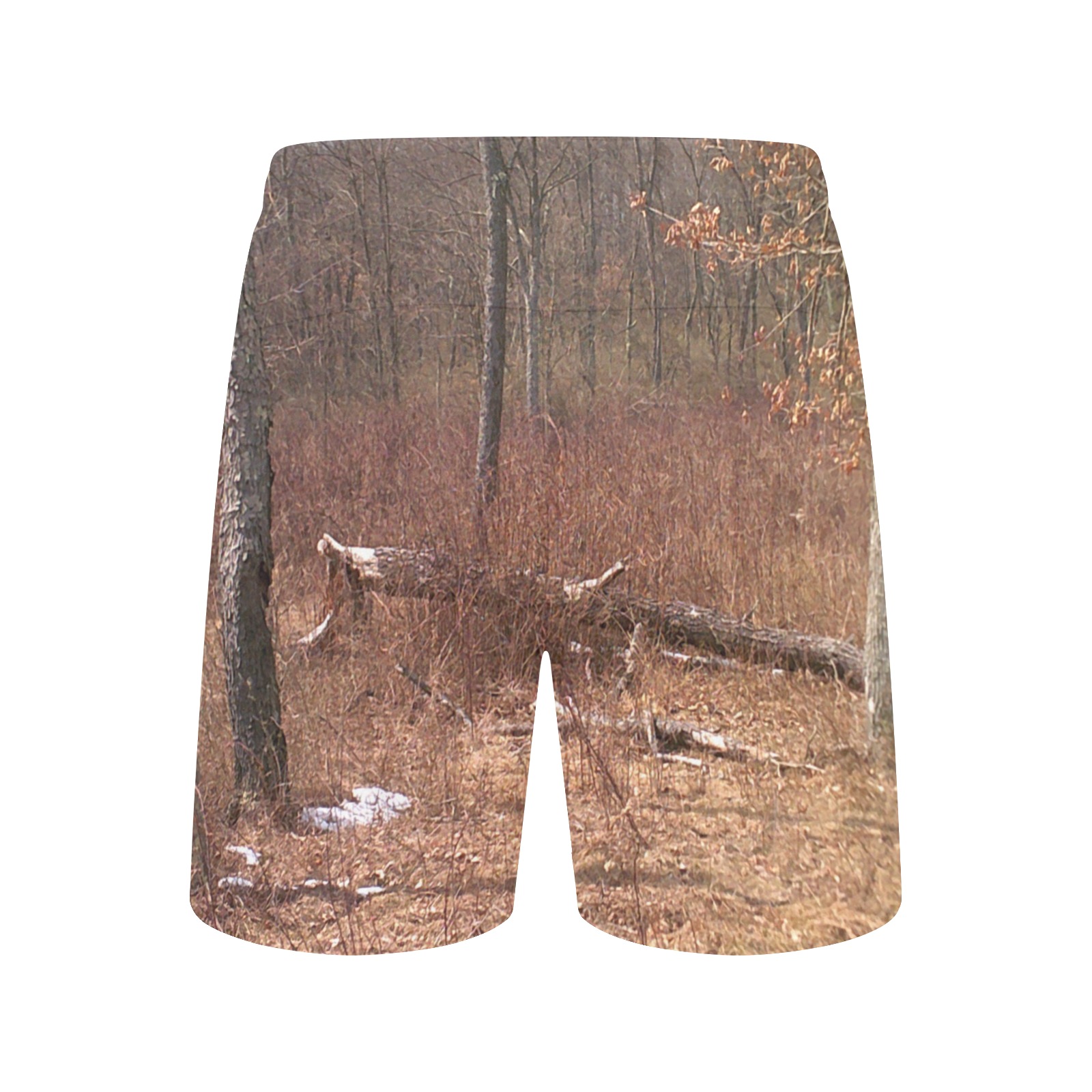 Falling tree in the woods Men's Mid-Length Beach Shorts (Model L47)