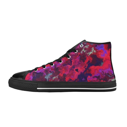 Marble Red Men’s Classic High Top Canvas Shoes (Model 017)