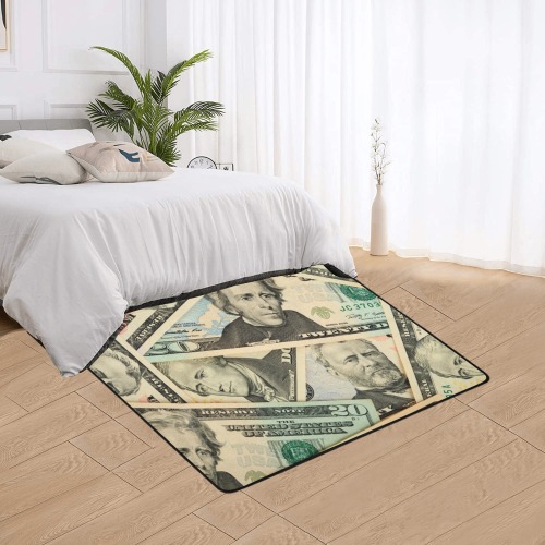 US PAPER CURRENCY Area Rug with Black Binding 5'3''x4'