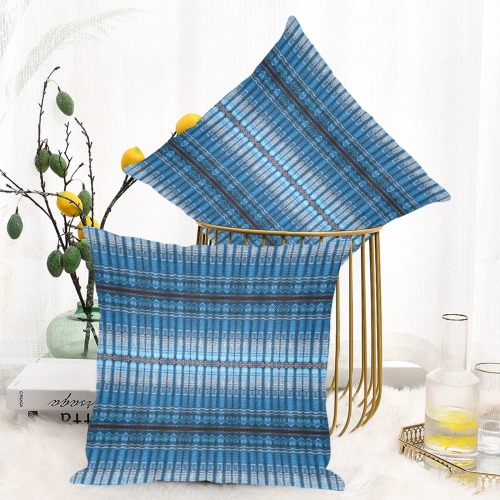 fabric pillar's, blue, repeating pattern Linen Zippered Pillowcase 18"x18"(One Side&Pack of 2)