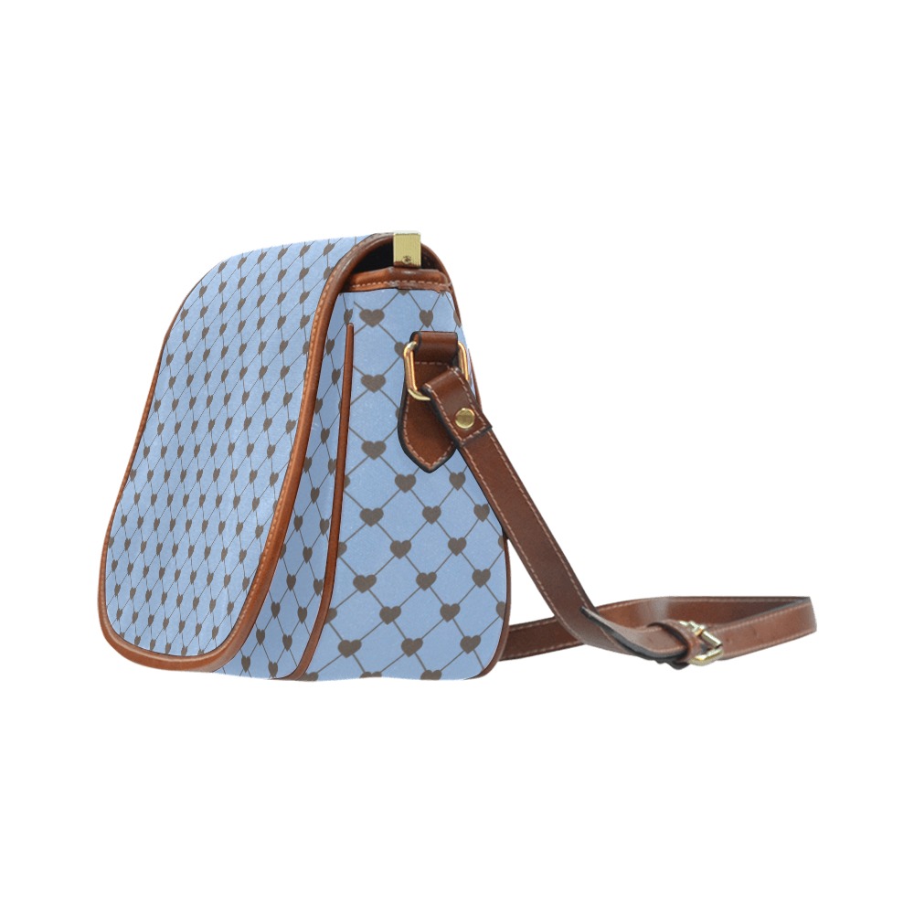 Blue with Brown Hearts Saddle Bag/Large (Model 1649)