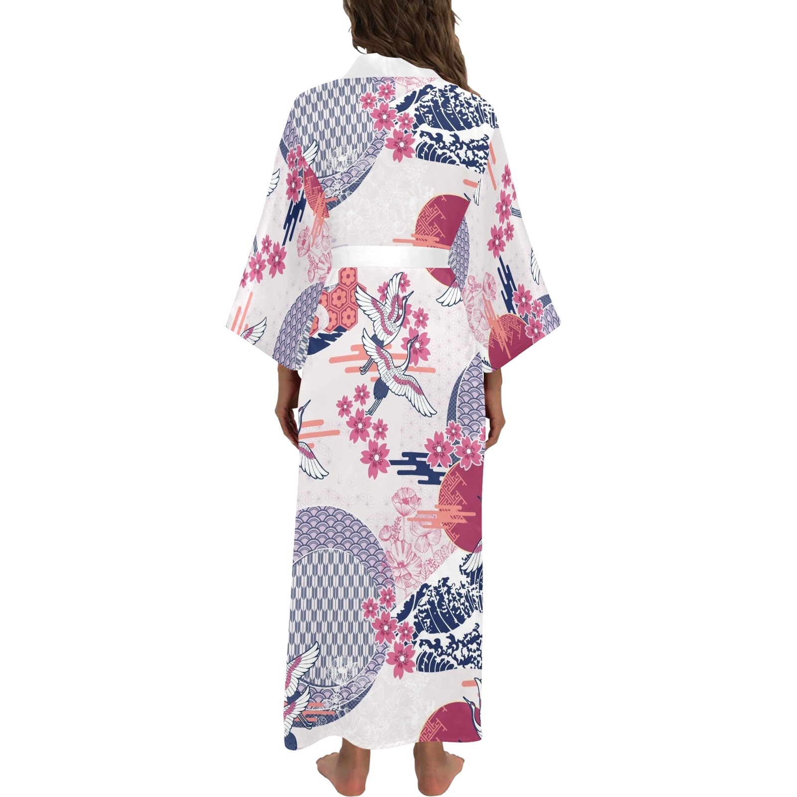 CRANE & MOON LIGHT Long Kimono Robe