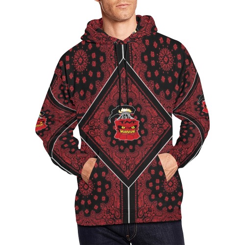 Red Bandana All Over Print Hoodie for Men (USA Size) (Model H13)