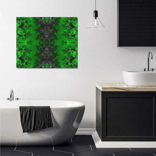 Early Summer Green Frost Fractal Frame Canvas Print 24"x20"