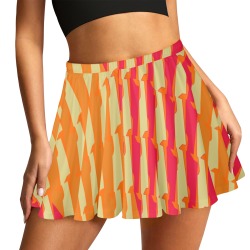 Retro style ornamental fucsia, orange, off-white All Over Print Skater Skirt (Model D69)