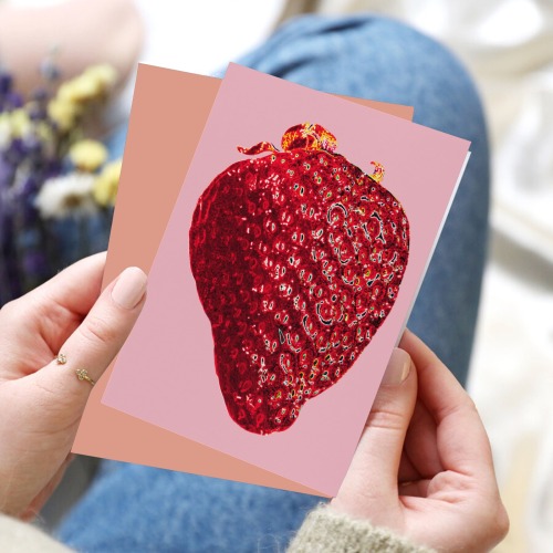 Shiny Strawberry Greeting Card 8"x6"