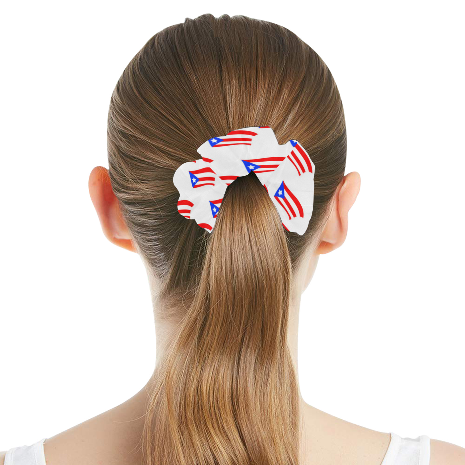 Puerto Rican Flags White All Over Print Hair Scrunchie