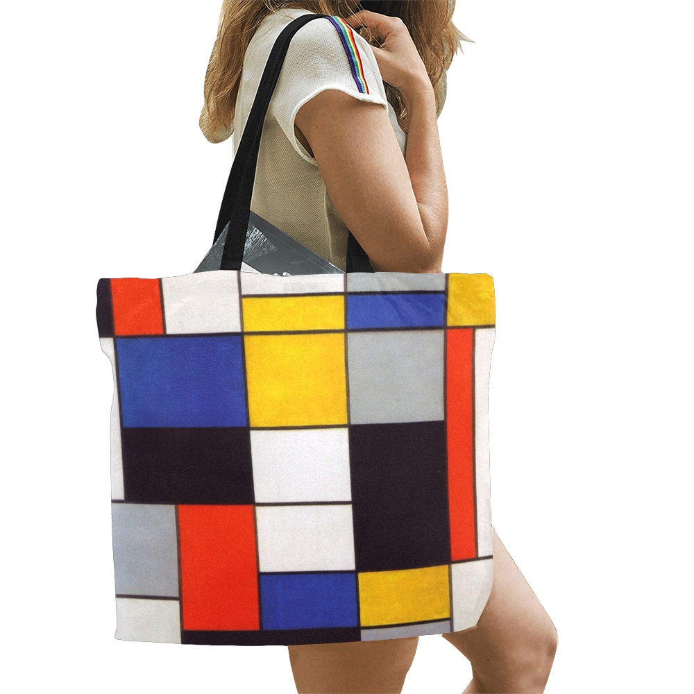 Composition A by Piet Mondrian All Over Print Canvas Tote Bag/Large (Model 1699)