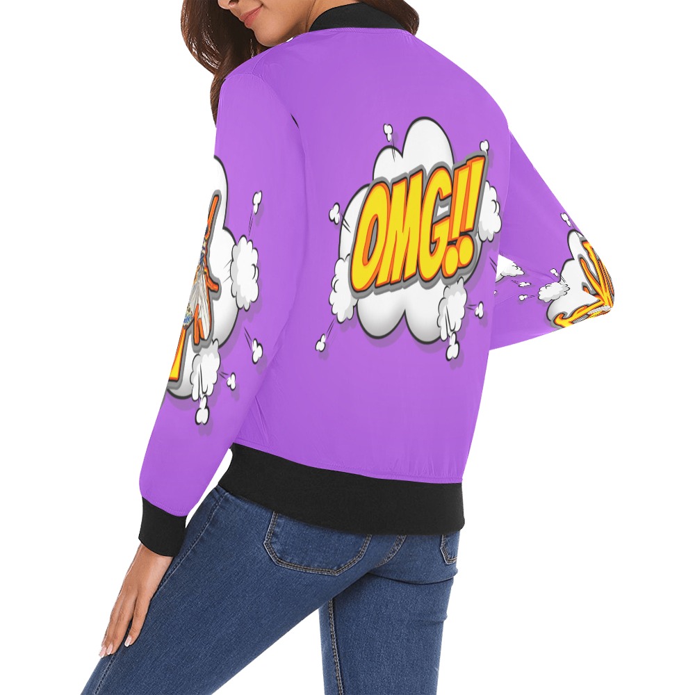 OMG!! Collectable Fly All Over Print Bomber Jacket for Women (Model H19)