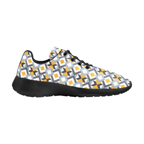 Retro Angles Abstract Geometric Pattern Men's Athletic Shoes (Model 0200)