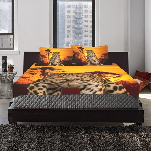 Leopard and Sunset 3-Piece Bedding Set