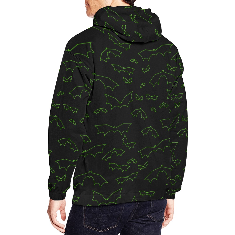 Neon Green Bats All Over Print Hoodie for Men (USA Size) (Model H13)