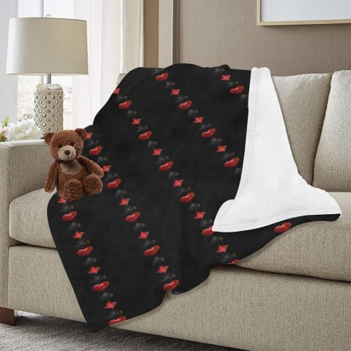 Black and Red Playing Card Shapes / Black Ultra-Soft Micro Fleece Blanket 30"x40" (Thick)