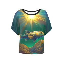 Celestial Swim Women's Batwing-Sleeved Blouse T shirt (Model T44)