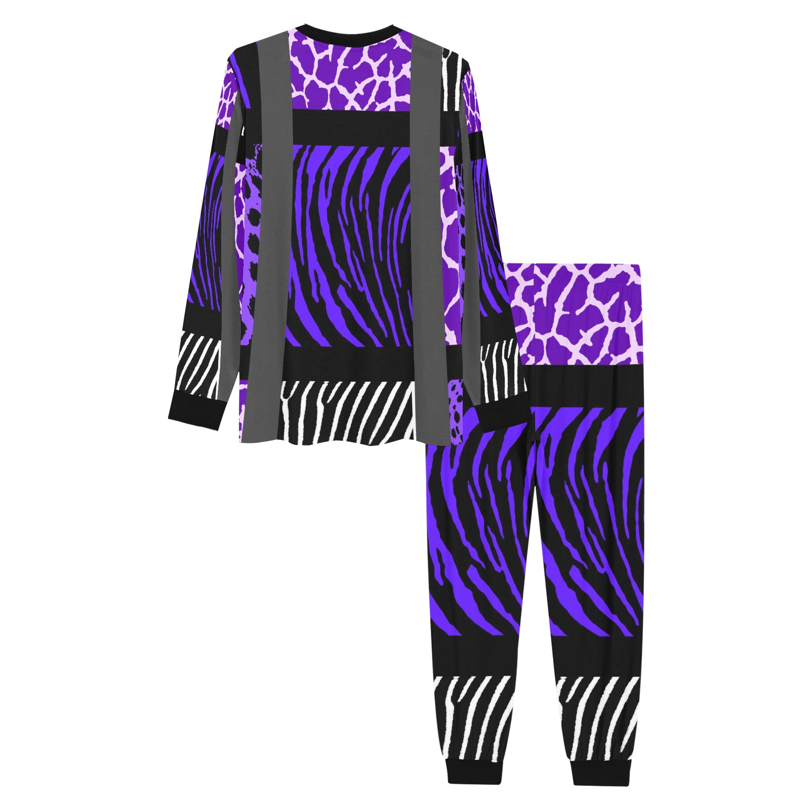 Purple Mixed Animal Print Men's All Over Print Pajama Set