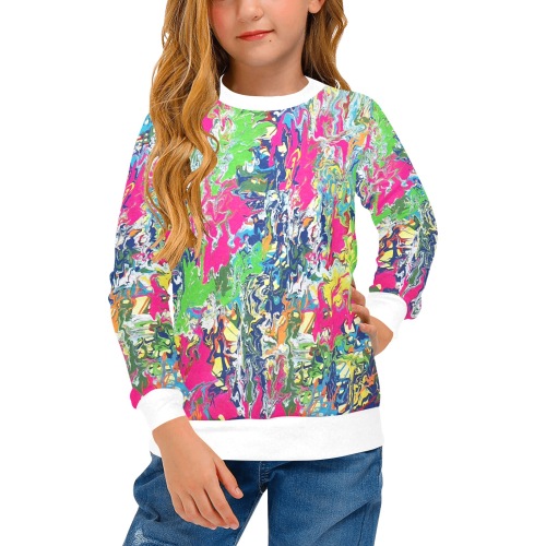 Bridge Girls' All Over Print Crew Neck Sweater (Model H49)