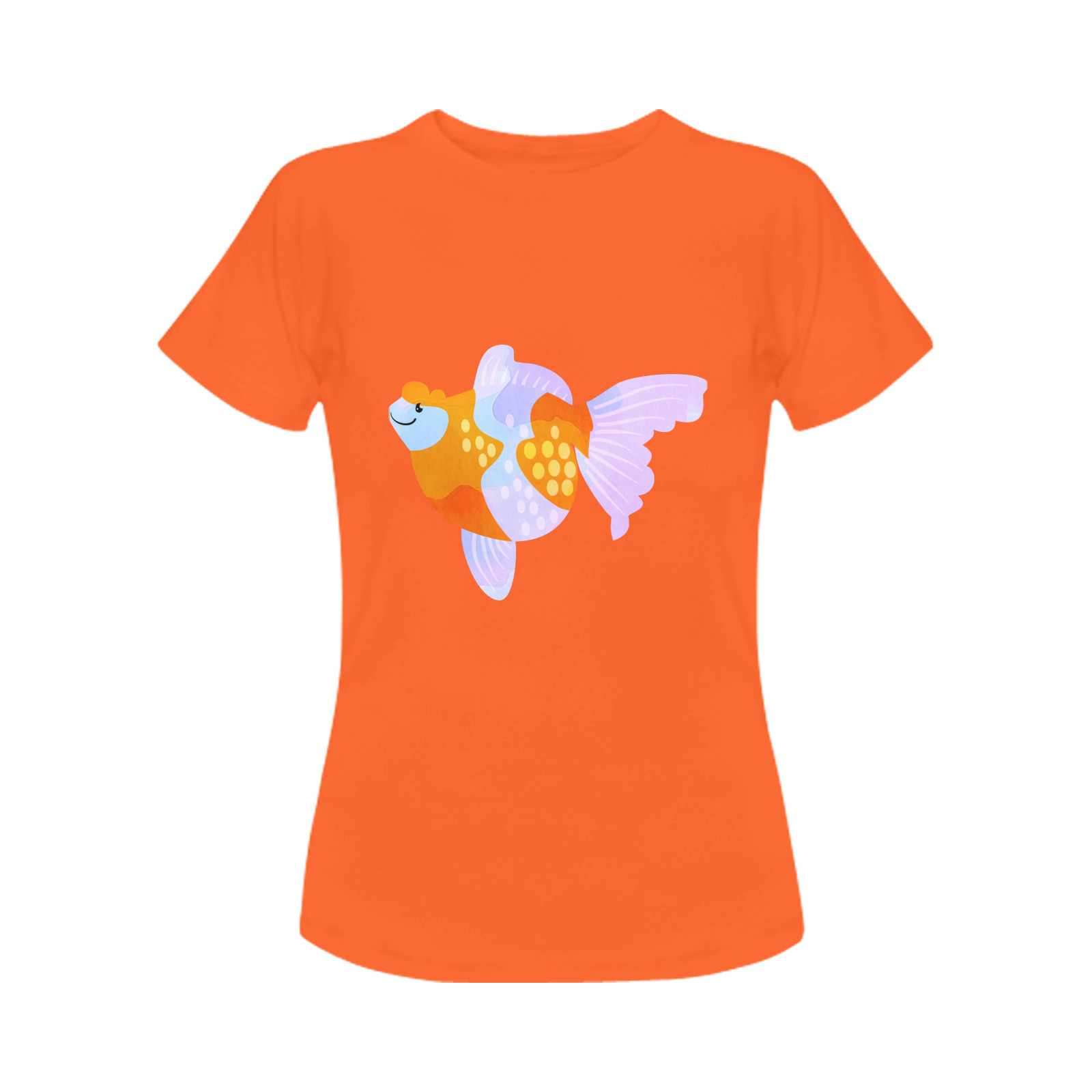 Pearlscale Fancy Aquarium Gold Fish Cartoon Women's T-Shirt in USA Size (Front Printing Only)