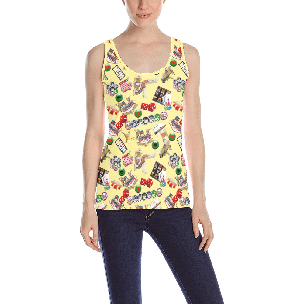 Las Vegas Icons Gamblers Delight / Yellow All Over Print Tank Top for Women (Model T43)