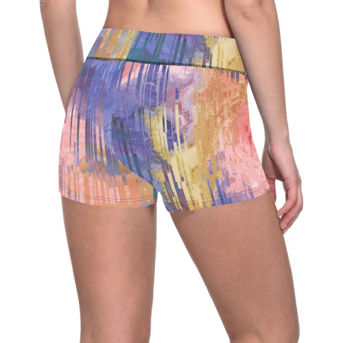 Modern pastel striped Women's All Over Print Short Leggings (Model L28)