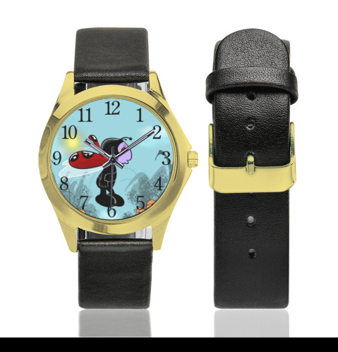 Mizz Ladybug Unisex Silver-Tone Round Leather Watch (Model 216)
