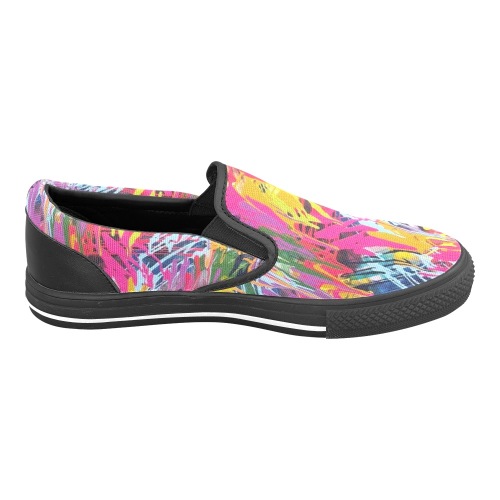 Wondering Black Women's Slip-on Canvas Shoes (Model 019)