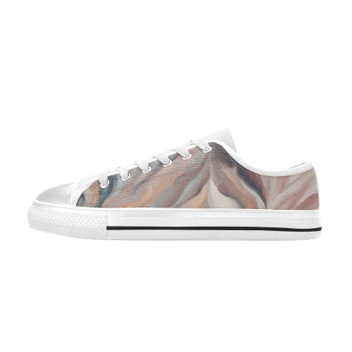 Stunning abstract brush strokes of beige colors Women's Classic Canvas Shoes (Model 018)