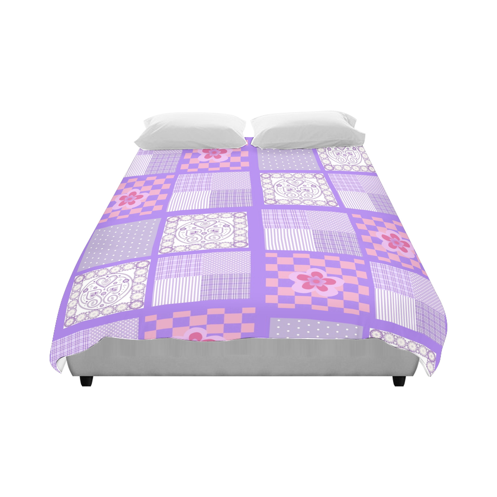 Pink and Purple Patchwork Design Duvet Cover 86"x70" ( All-over-print)