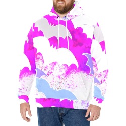 Bats In Flight Pastel Pink Men's Long Sleeve Fleece Hoodie (Model H55)