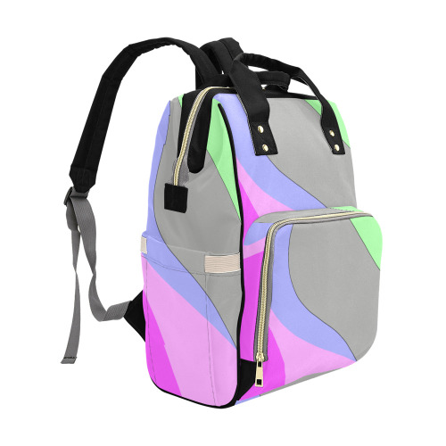 Abstract 703 - Retro Groovy Pink And Green Multi-Function Diaper Backpack/Diaper Bag (Model 1688)