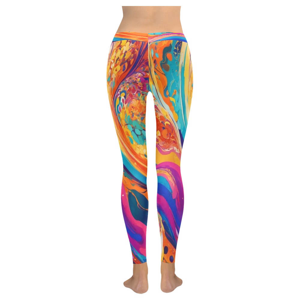 Abstract colorful fresh stylish Collectable Fly Women's Low Rise Leggings (Invisible Stitch) (Model L05)