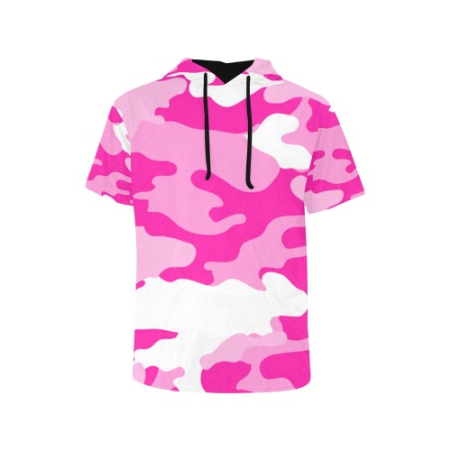 RR Men's Cooling Performance Short Sleeve Hooded Tee - Pink Camo All Over Print Short Sleeve Hoodie for Men (Model H32)