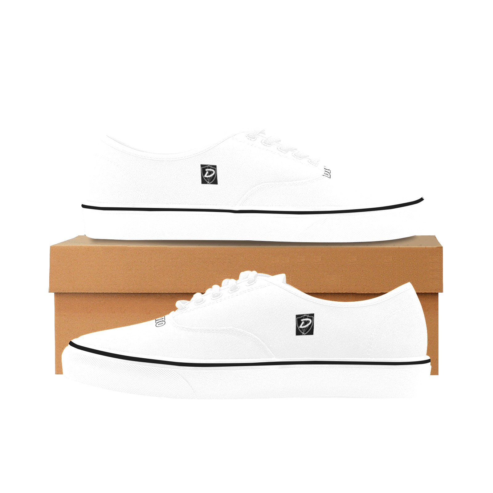 DIONIO - Men's White Casual Classic Canvas Low Top Shoes Classic Men's Canvas Low Top Shoes (Model E001-4)
