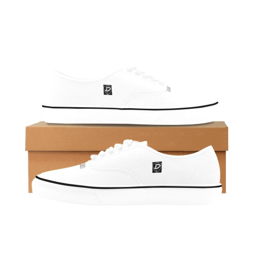 DIONIO - Men's White Casual Classic Canvas Low Top Shoes Classic Men's Canvas Low Top Shoes (Model E001-4)