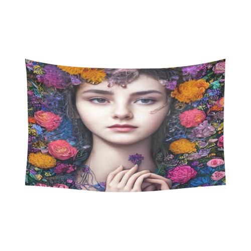 flowergirl Cotton Linen Wall Tapestry 90"x 60"