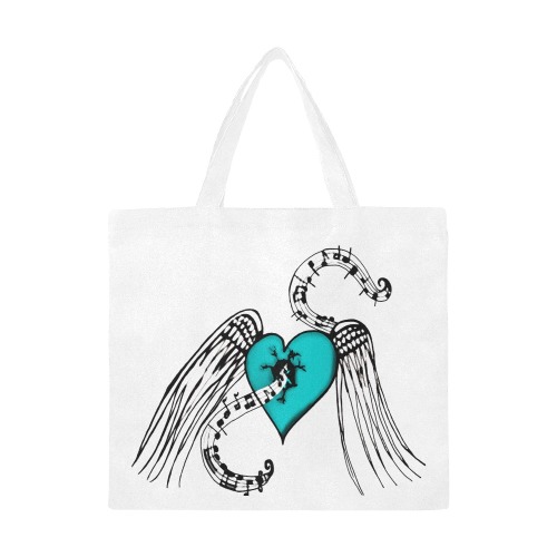 Heart Music Blue Canvas Tote Bag/Large (Model 1702)
