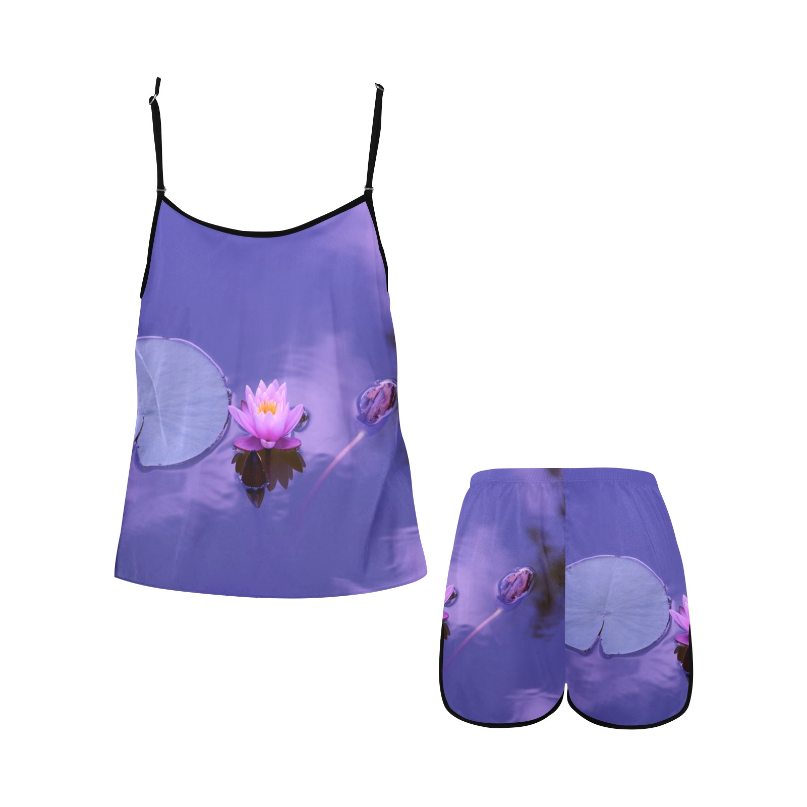 purple pajamas Women's Spaghetti Strap Short Pajama Set