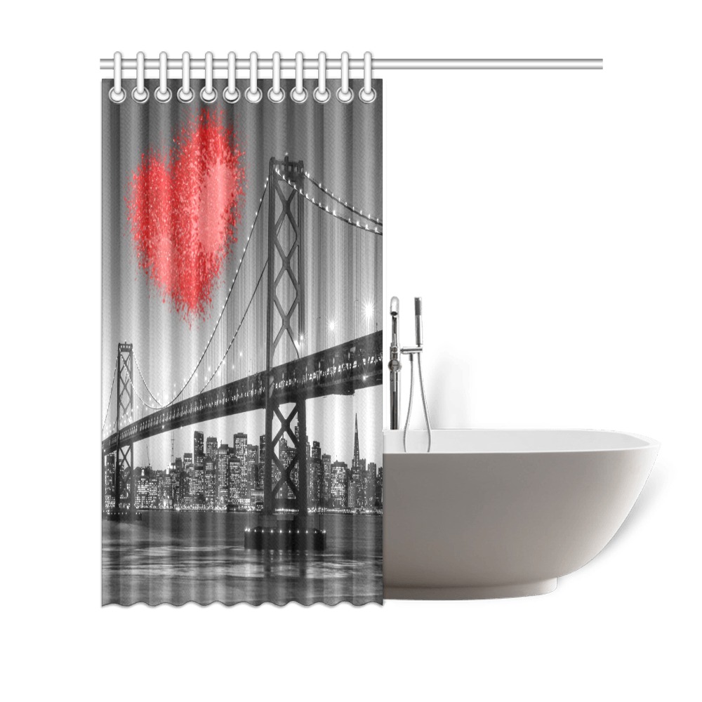 red heart bay bridge Shower Curtain 69"x70"