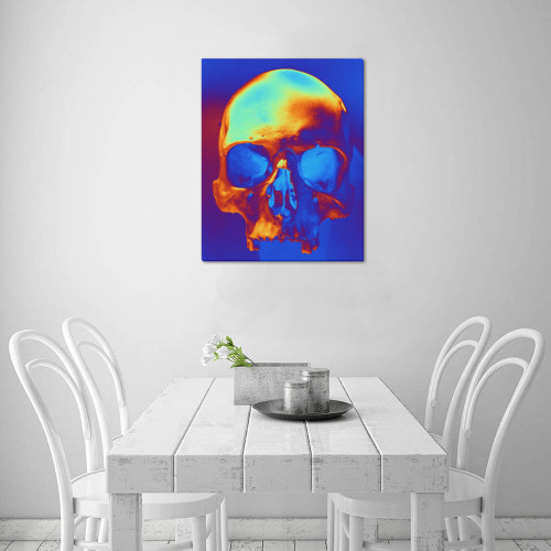 Skull in Blue and Gold Upgraded Canvas Print 16"x20"