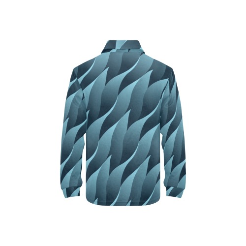 Blue Waves Abstract Little Boys' All Over Print Long Sleeve Polo Shirt (Model T73)