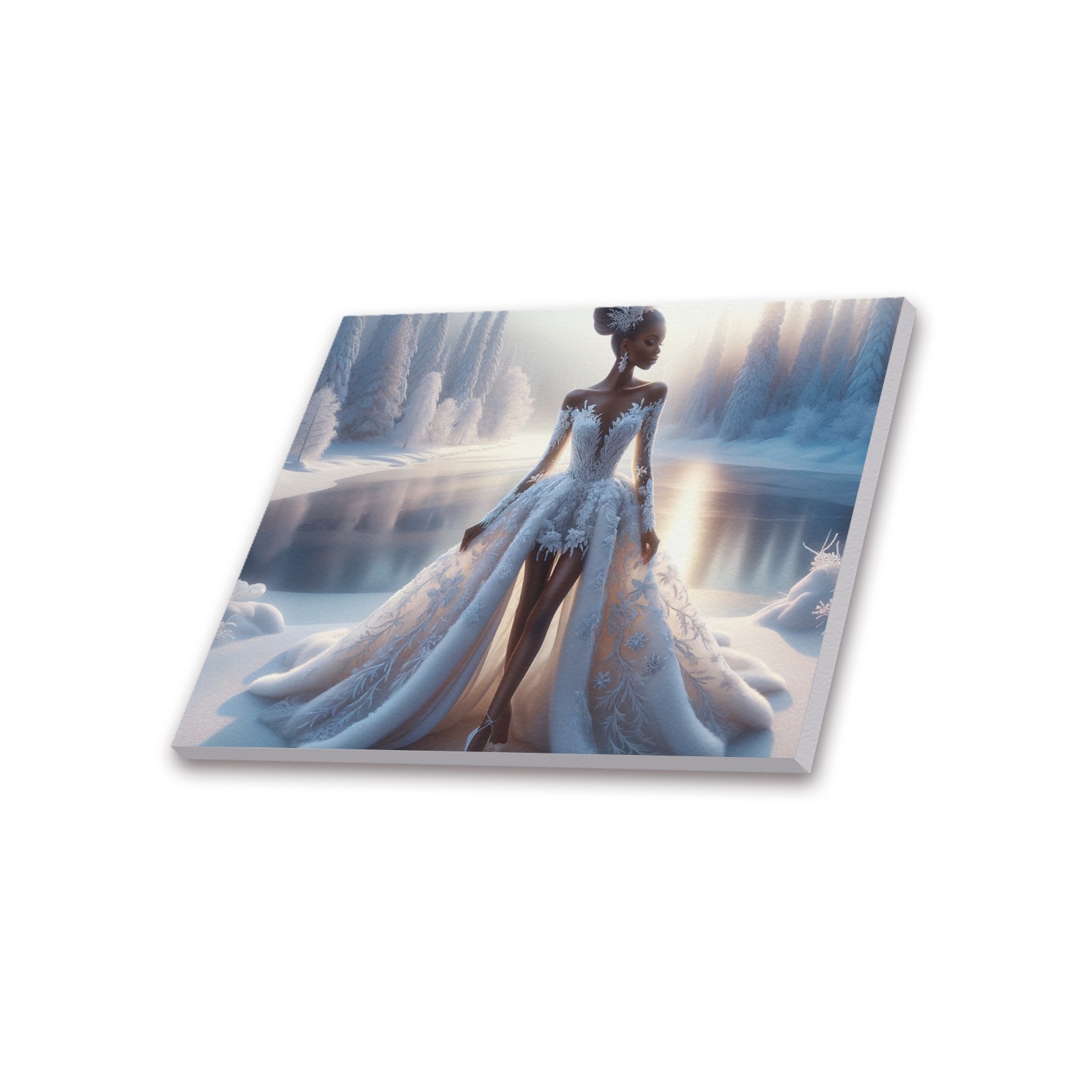 Enchanted Elegance: The Winter Wonderland Princess Upgraded Canvas Print 20"x16"